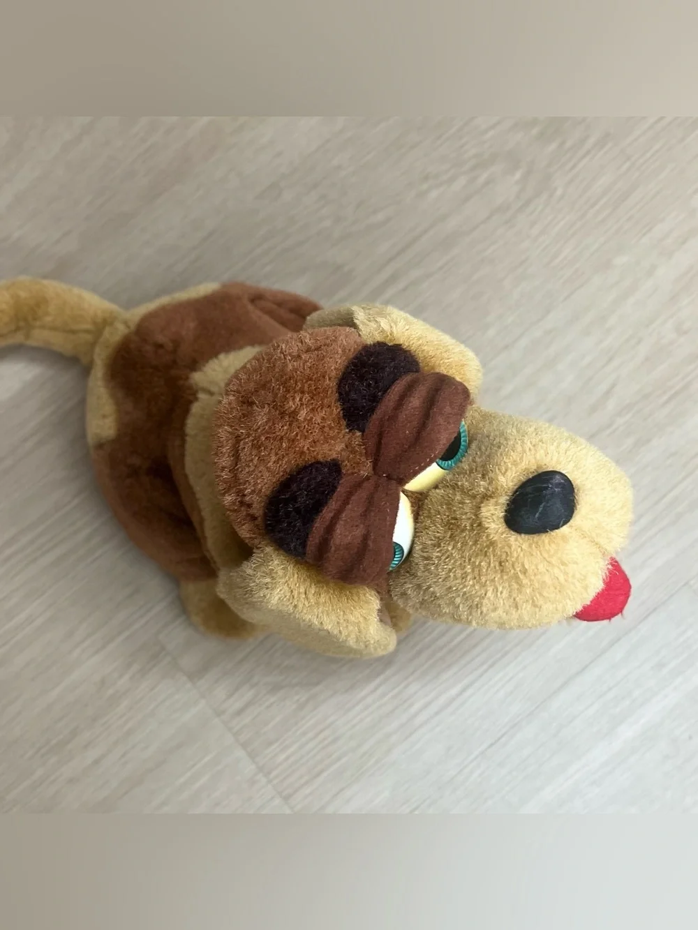 Trendmasters Dogz Plush Brown and Tan Stuffed Animal - Red Tongue & Blue Collar